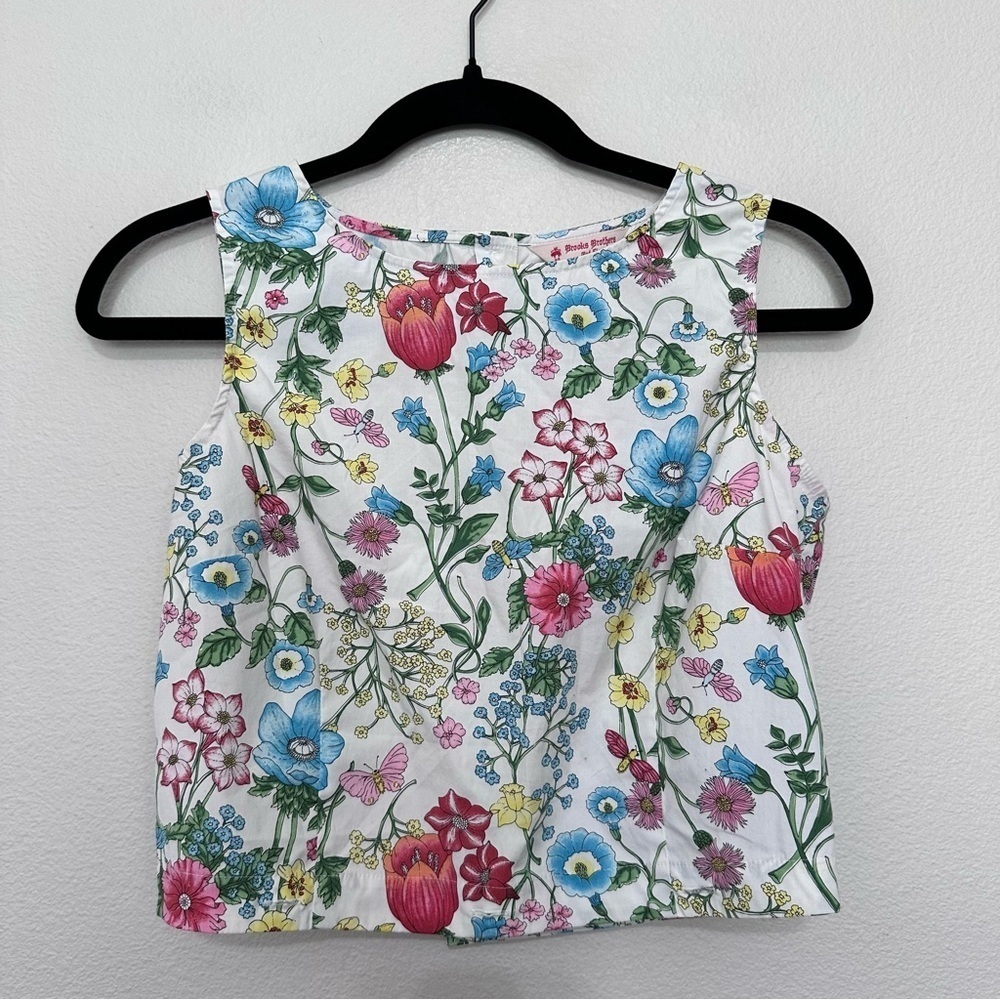 Brooks Brothers Red Fleece women’s Botanical tank blouse Sleeveless Floral 4